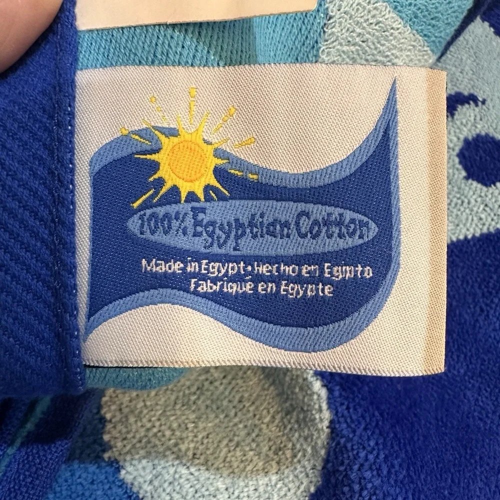 Franco Egyptian Cotton Beach Towel NWT Blue Fish Oversized 72‎ x 39